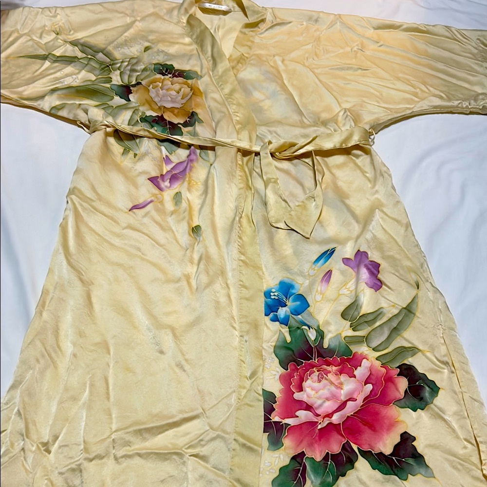 Floral Kimono Robe with Belt Silky size M/L